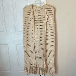 Handmade crouched open Cardigan Fringe trim Sleeves Size L